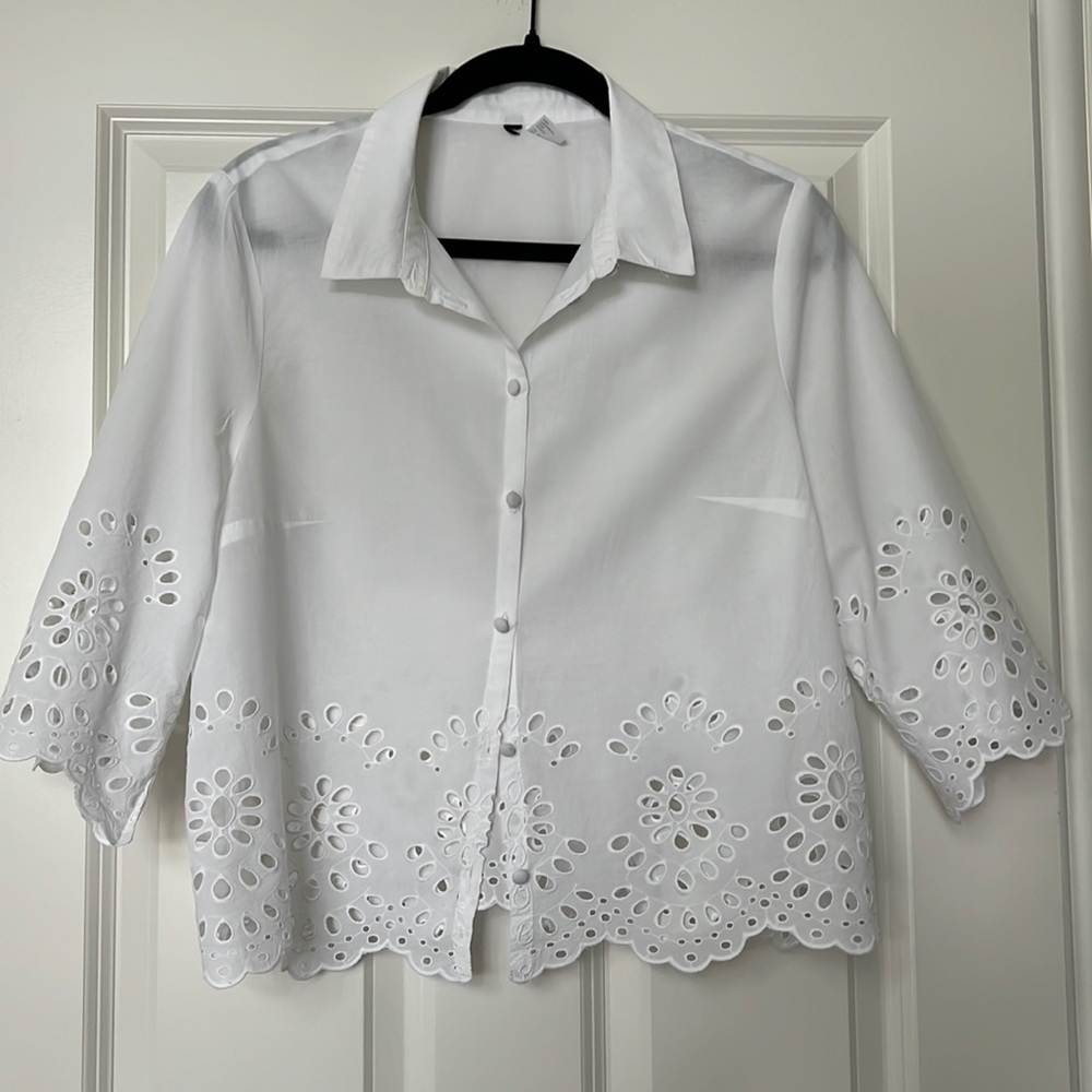 Eyelet Embroidered Shirt , size S